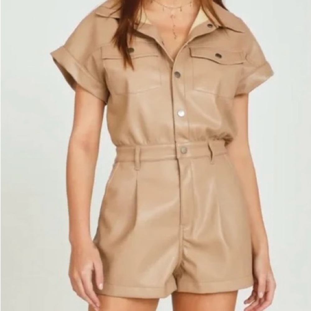 Vintage Havana Tan Short Sleeve Jumpsuit